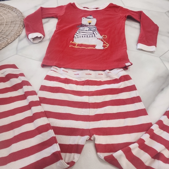 [ Baby Gap] size 5-cutest long sleeve & pants pajama set- red/ white stripe 🐻‍❄ - Picture 16 of 16